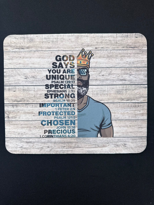 “God Says” Male Affirmation Mousepad